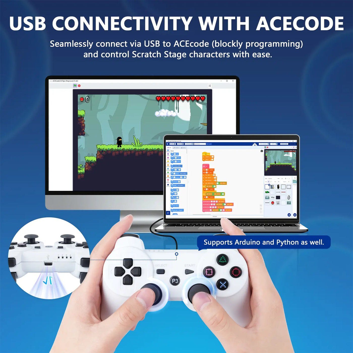 ACEBOTT QD010 Wireless Bluetooth Controller (PS3-style) for QD001 Smart Car — view 4