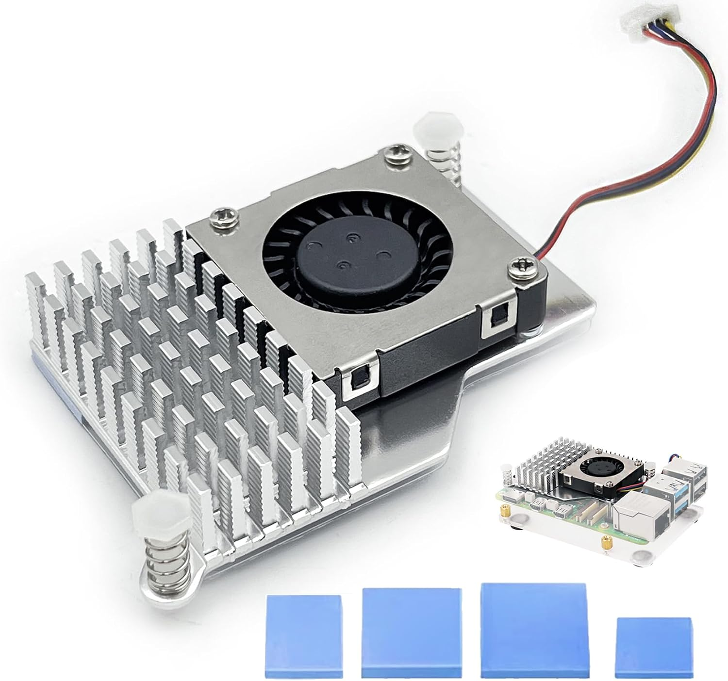 Active Cooler for Raspberry Pi 5 - Aluminium Heatsink with 30mm PWM 4-Pin Blower Fan, Thermal Pads & Spring Push-Pin Mount, Variable-Speed Cooling for Pi 5