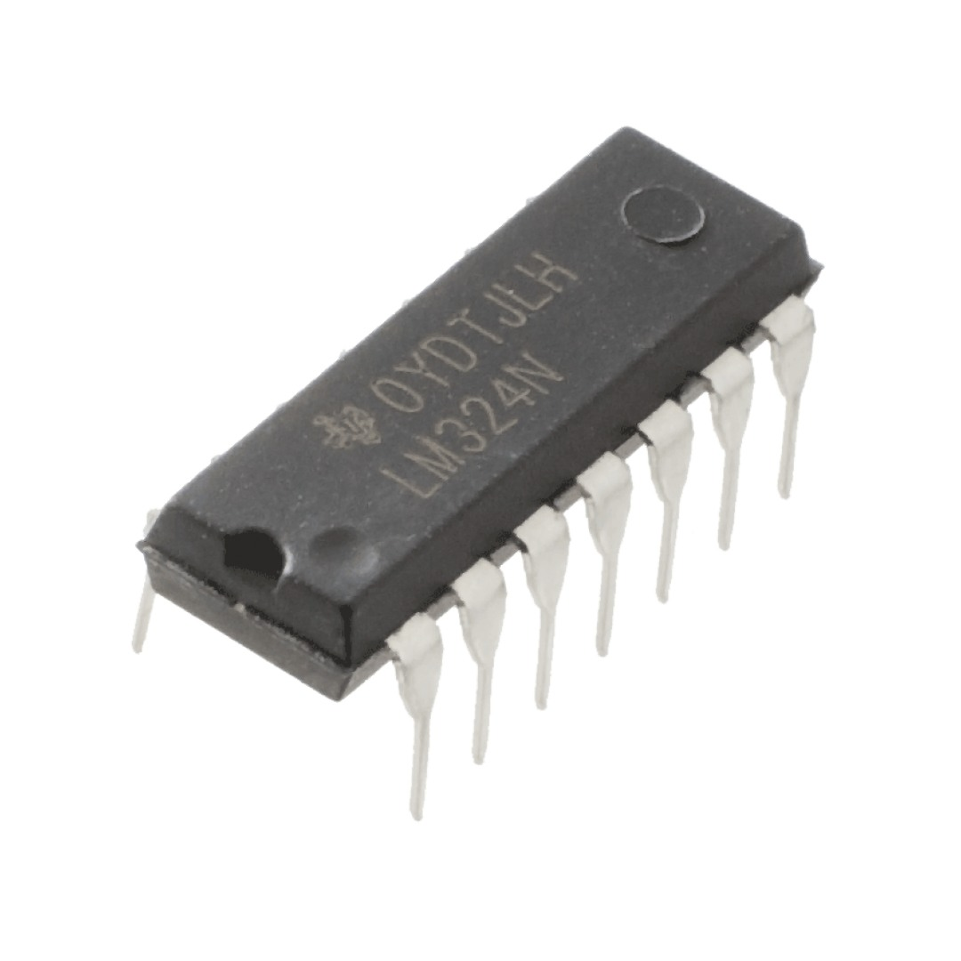 LM324N Quad Op-Amp IC - 4-Channel Operational Amplifier, Single Supply 3-32V, DIP-14 Through-Hole for Arduino & Sensor Circuits