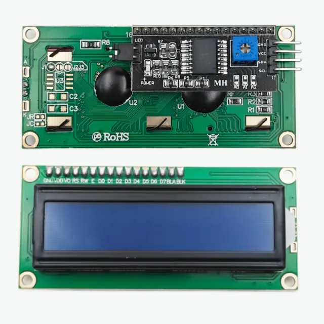 LCD 1602 I2C Display Module - 16x2 Character LCD with Pre-Soldered PCF8574 I2C Backpack, Blue Backlight, 5V for Arduino, ESP32 & Raspberry Pi