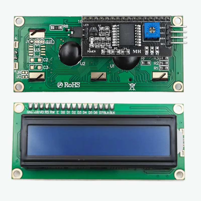LCD 1602 I2C Display Module - 16x2 Character LCD with Pre-Soldered PCF8574 I2C Backpack, Blue Backlight, 5V for Arduino, ESP32 & Raspberry Pi