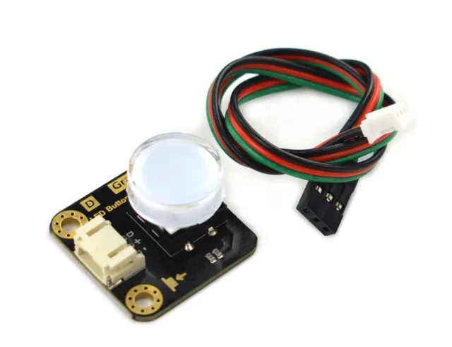 DFRobot Gravity LED Button - Red (DFR0785-R) - Illuminated Push Button Module with Transparent Cap, 3-Pin Gravity Connector for Arduino & micro:bit